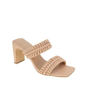 BCBGENERATION Womens Beige Fenda Square Toe Block Heel Slip On Heeled Sandal 10